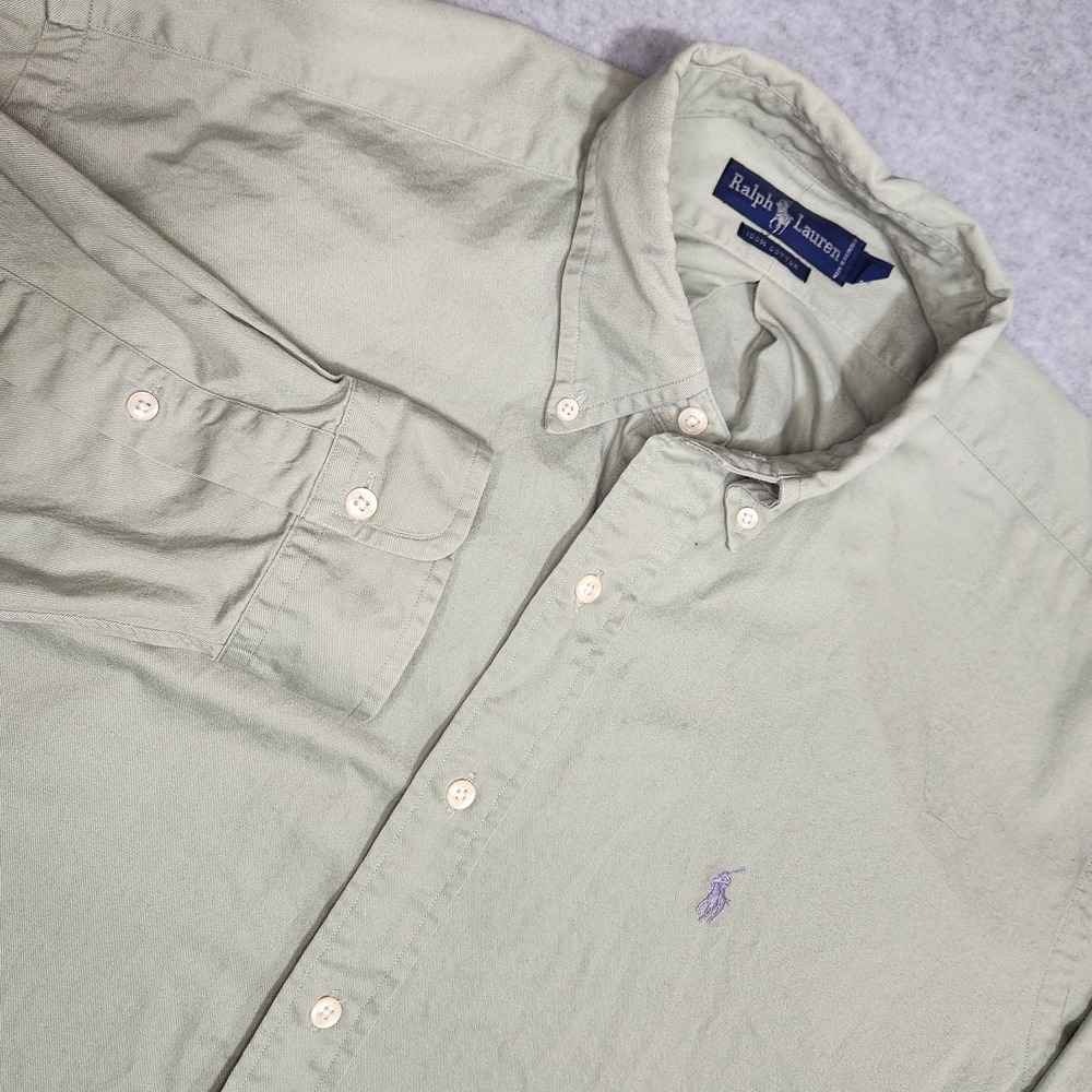 Ralph Lauren Oxford Shirt Men's Size Large Solid Green LS Button Down